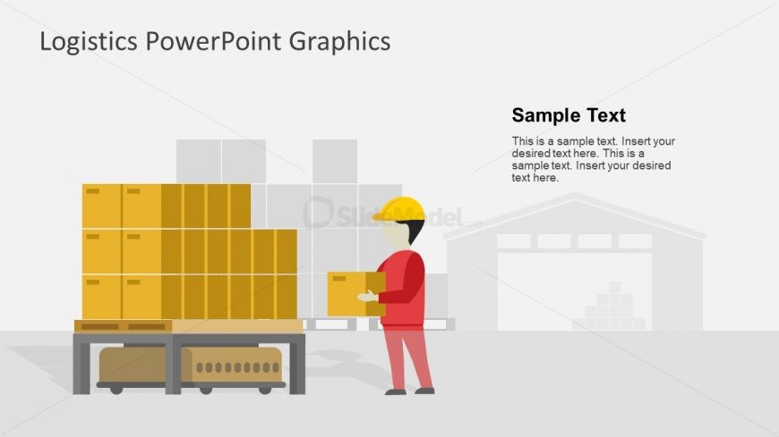 Cartoon Figure Worker and Boxes Slide