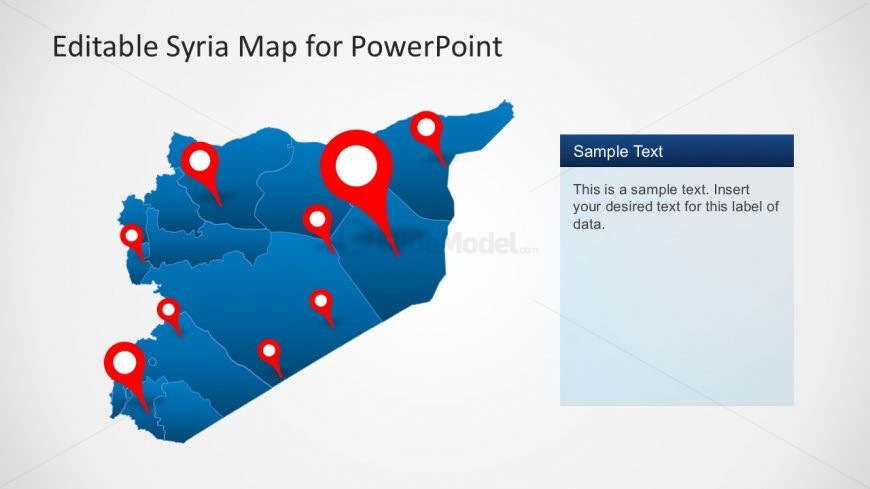 Syria Map with Pin Markers 