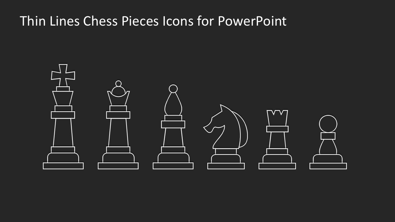 Thin Icons Chess Pieces Black Background