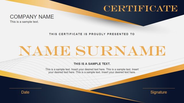 Blue Yellow Gradient Certificate PowerPoint Template