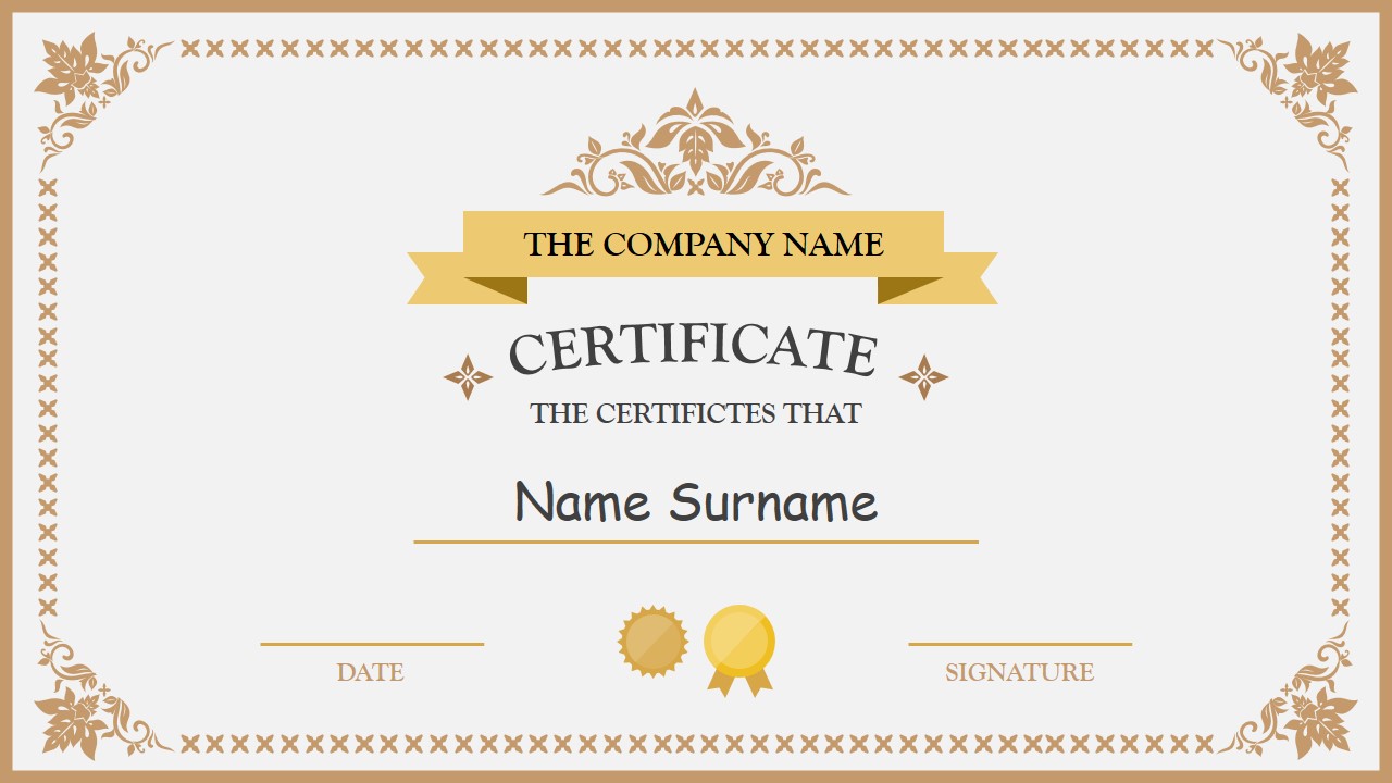 Polished PowerPoint Template of Certificate - SlideModel For Powerpoint Certificate Templates Free Download