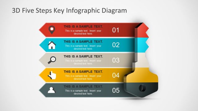 3D Five Steps Key Infographic Diagram
