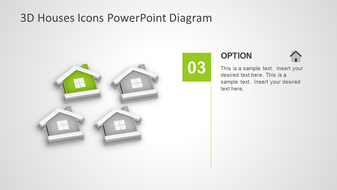 3d Houses Icons Powerpoint Diagram
