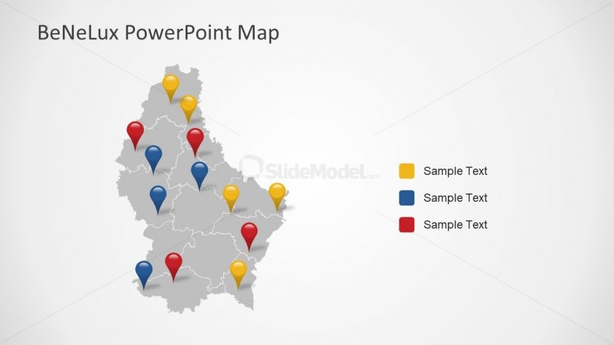 Location Pins in PowerPoint Luxembourg Map