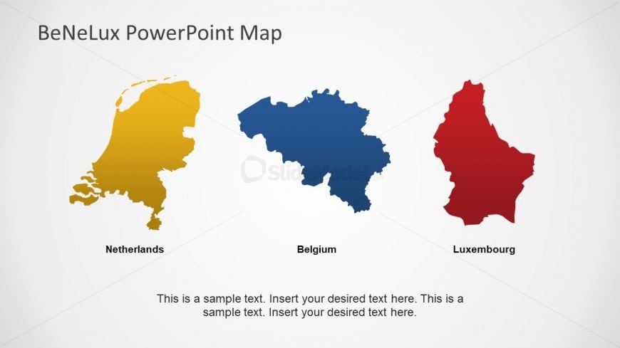 Map for Countries of Benelux in PowerPoint