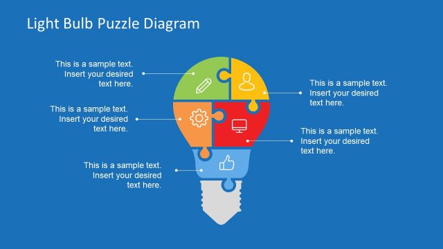 5 Segments Light Bulb Puzzle Diagram for PowerPoint