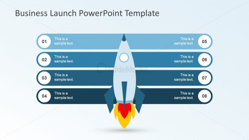 Eight Bullet List Rocket Graphics Slide