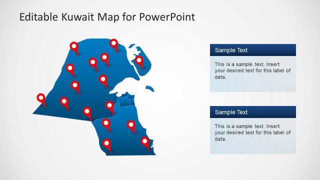 Location Pointer Pins Map of Kuwait PPT