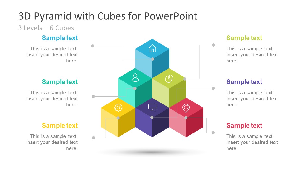 3D Cube Template Diagram 6 Segments