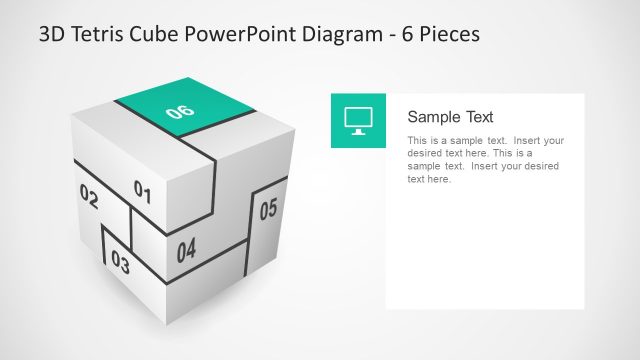 PowerPoint Diagram of 3D Cube Tetris