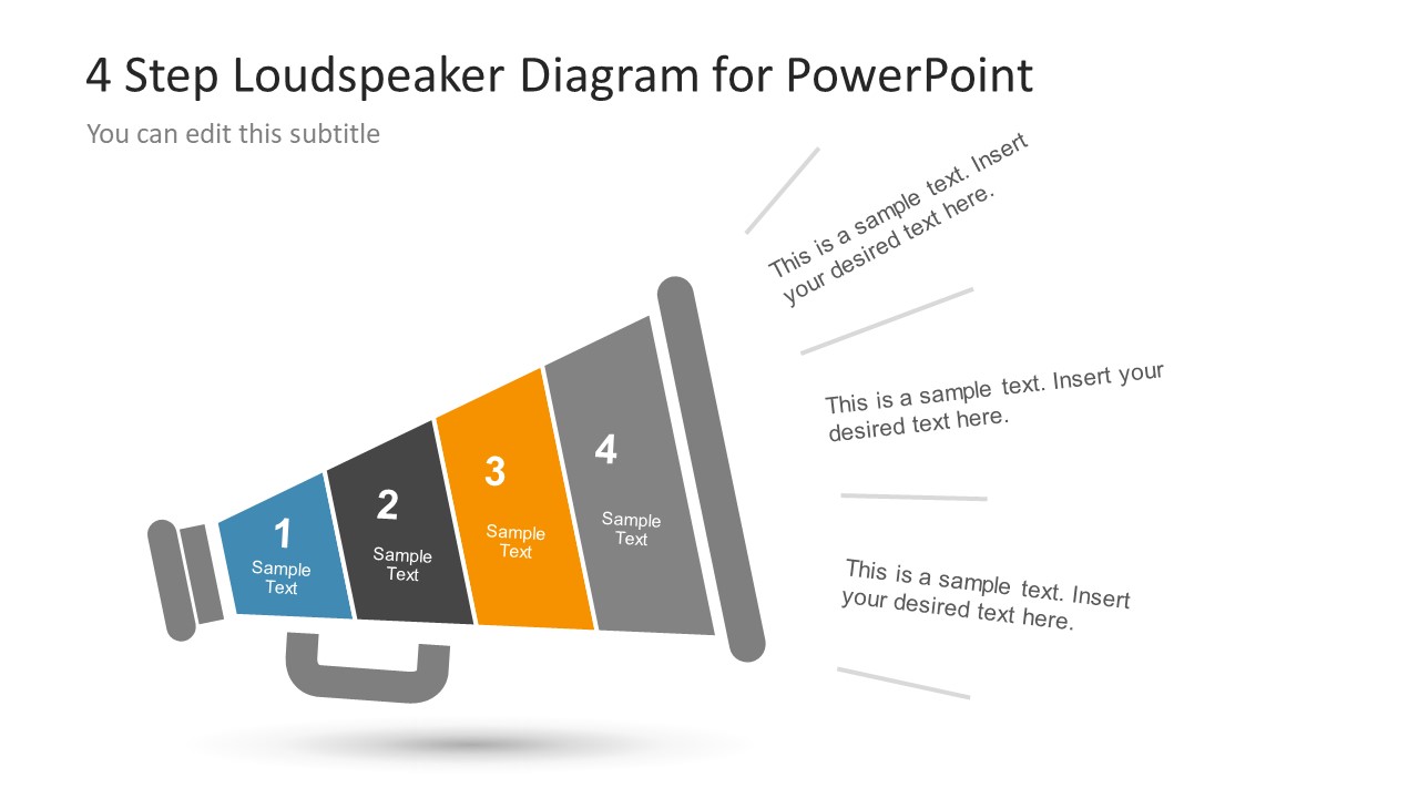 4 Step Diagram Slide Megaphone