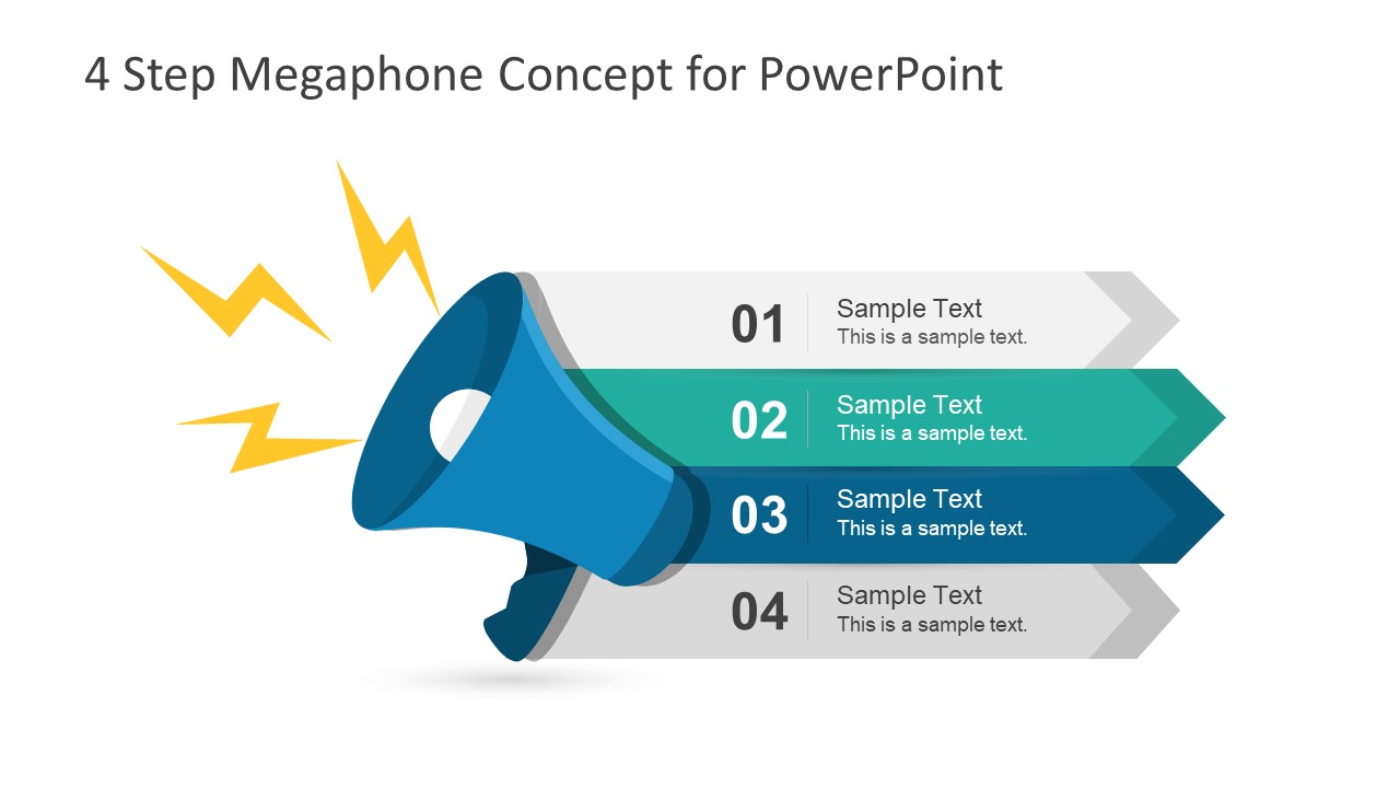 4 Step Megaphone Concept Powerpoint Templates Slidemodel