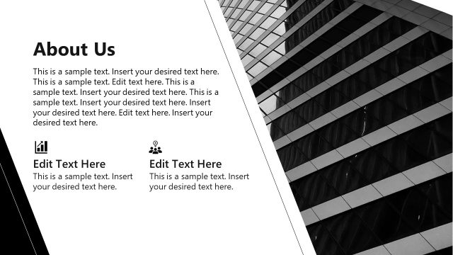Slide for About Us – Black & White PPT Template