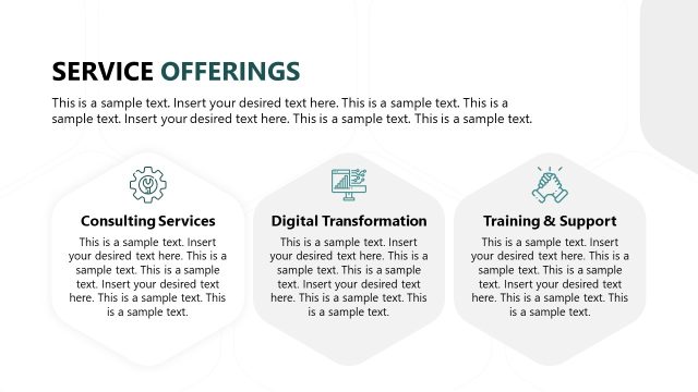 Service Offering Creative Slide with Three Sections