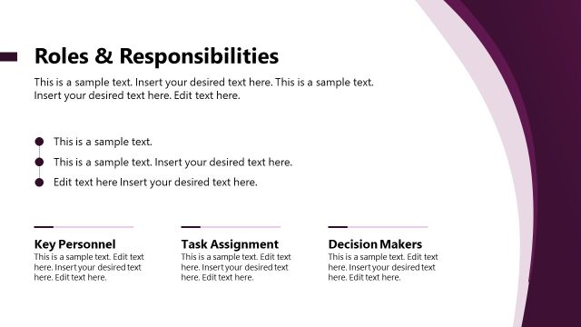 Roles & Responsibilities Slide Template with Bullet Points