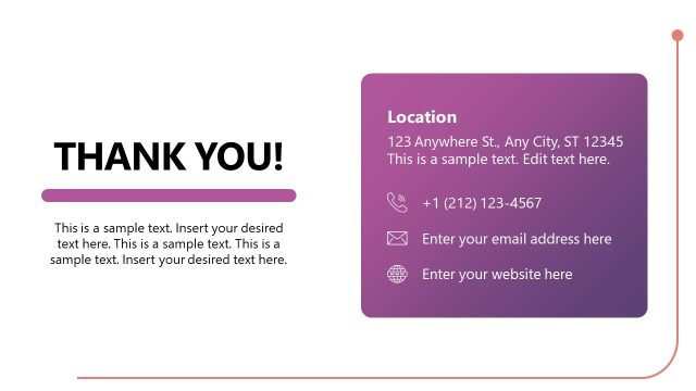 Thank You Slide with Location & Contact Details Section