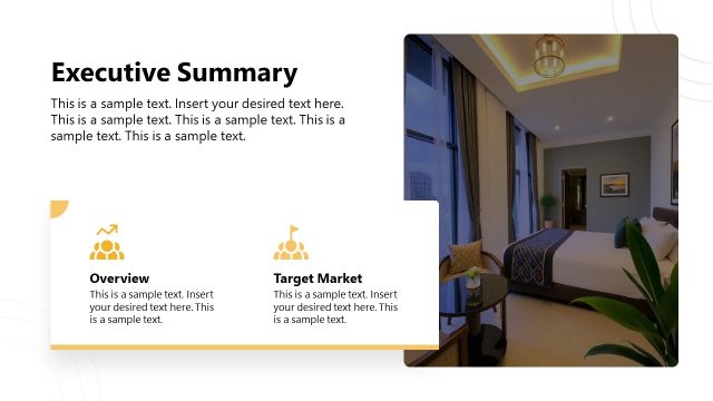 Executive Summary PPT Slide – Boutique Hotel Business Template