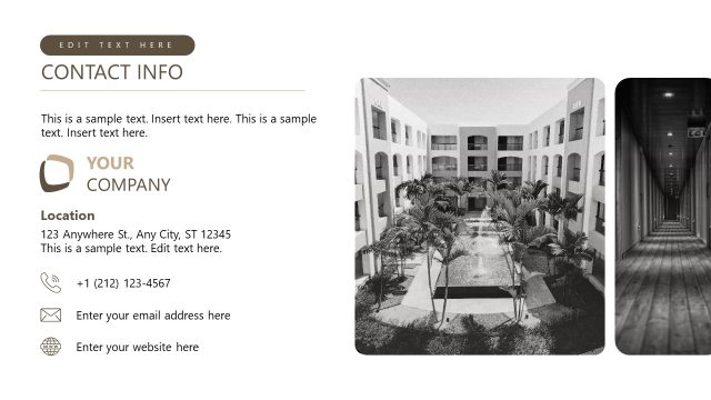 Contact Info Slide – Hotel Business Proposal Template