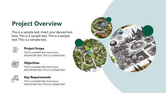 Project Overview Slide with Three Circular Image Placeholders