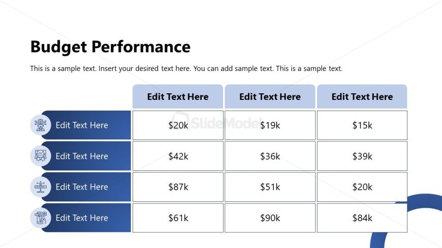 Three Columns Table Slide -  Post-Construction Template