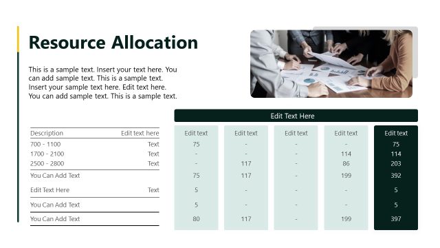 Editable Resource Allocation Slide with Table