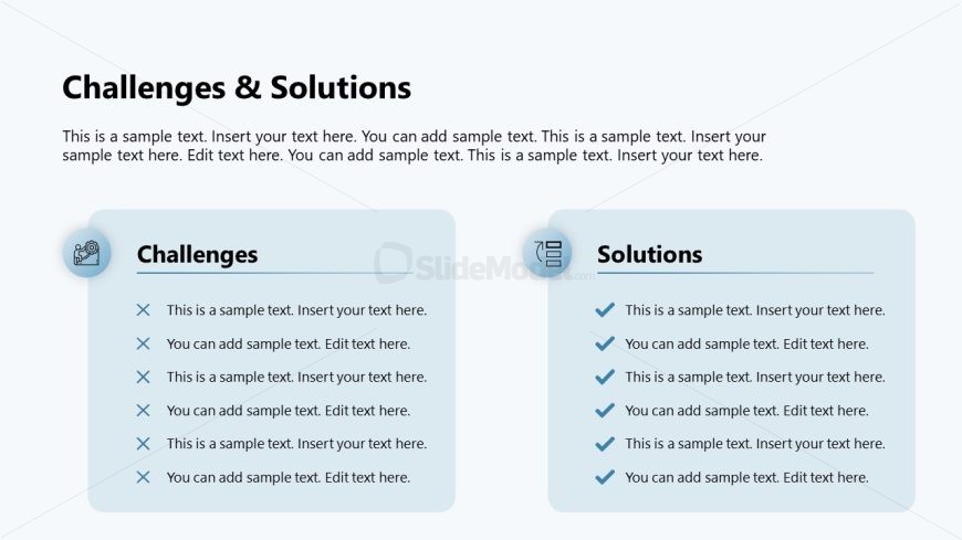 Slide for Challenges & Solutions - Implementation Plan Layout