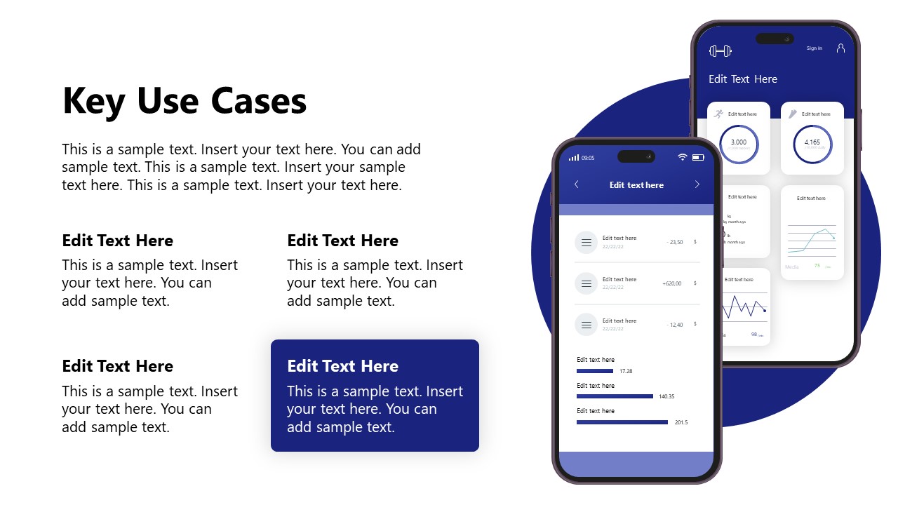 Customizable Key Use Cases Slide with Text Sections