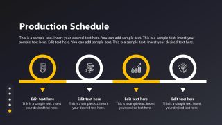 Four Linked Circles Diagram for Production Schedule Presentation 