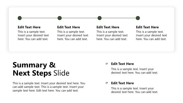 Summary & Next Steps Slide with Text Boxes