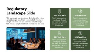 Editable Slide Template with Image & Four Blocks for Regulatory Landscape Presentation