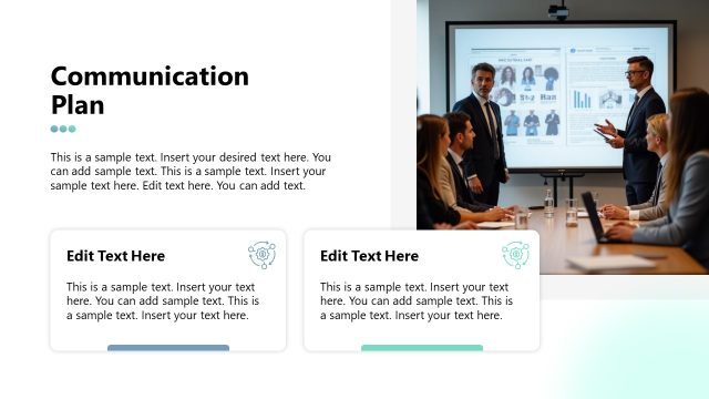 Communication Plan Presentation Slide with Placeholder Text
