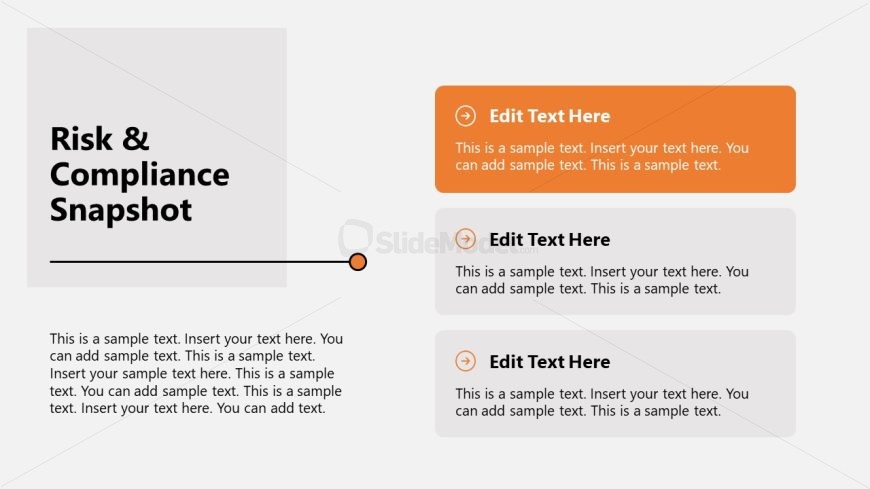 Editable Risk & Compliance Snapshot Slide - Business Leadership Slide Deck