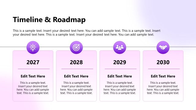 Timeline & Roadmap Slide with Four Text Boxes