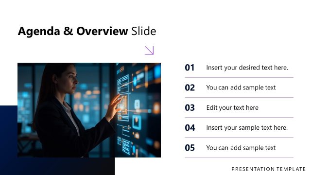 Agenda & Overview Slide – AI Digital Transformation Presentation Template