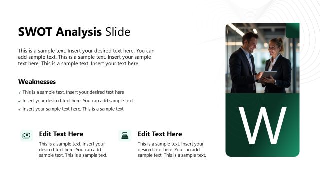 Weaknesses Presentation Slide for SWOT Analysis Template