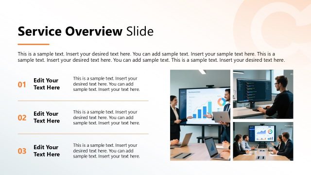 Service Overview Slide with Placeholder Text