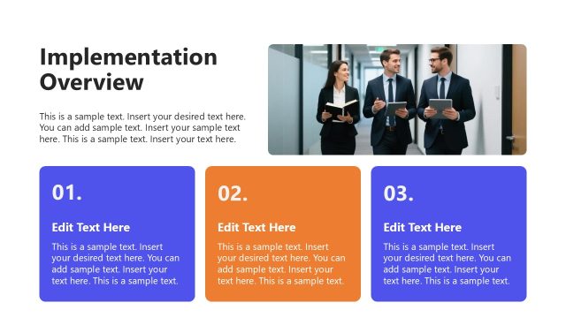 Implementation Overview Slide with Three Blocks