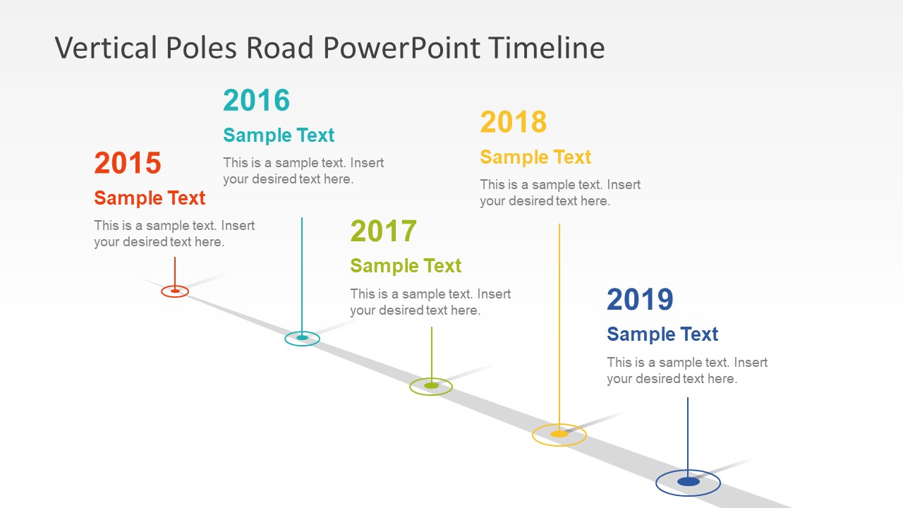 Vertical Poles Road PowerPoint Timeline - SlideModel