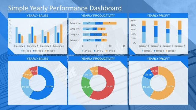 Simple Yearly Performance Dashboard PowerPoint Template