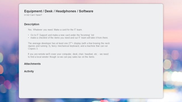 New Hire Company Equipment Information