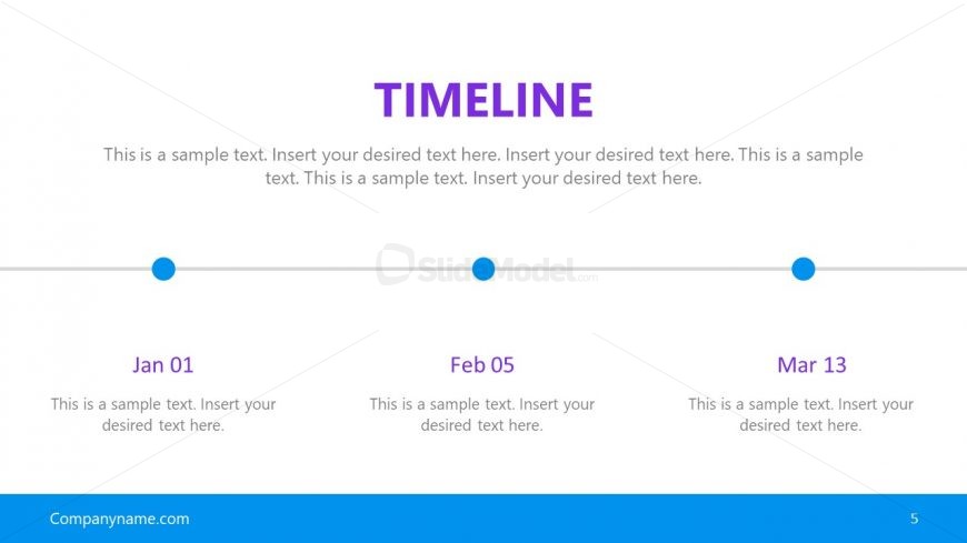 3 Steps Horizontal Timeline PPT