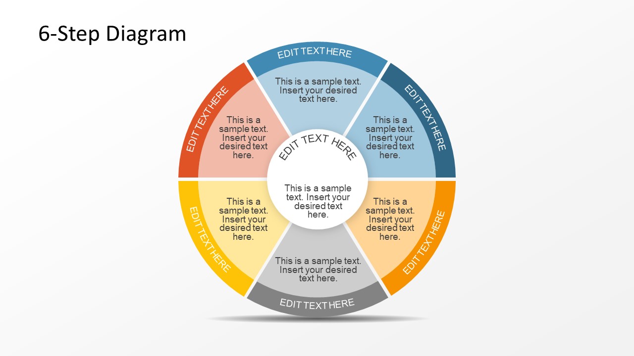 6 Step Circular Diagram with 2 Levels for PowerPoint SlideModel