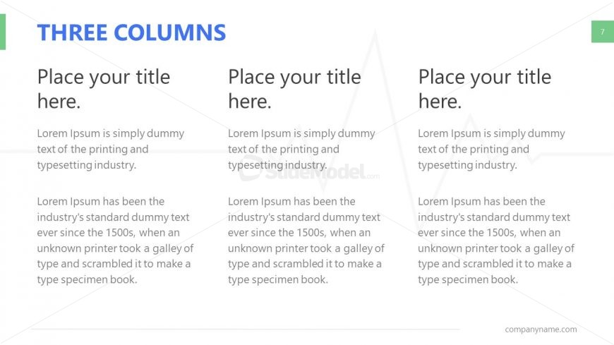 3 Column Comparison Table Slide