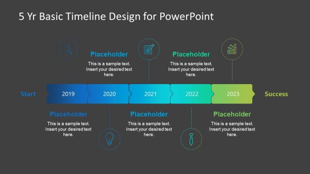 5 Years Basic Timeline Roadmap PPT