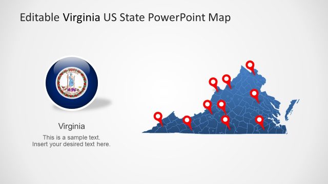 Virginia Map with Circular Flag