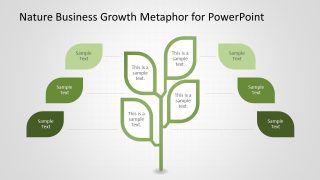 Descriptive Slide Layout with Leaf Infographic Text Boxes