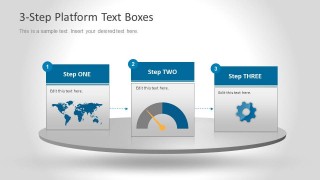 3 Steps Platform with World Map, Chart and Gear Slide Design