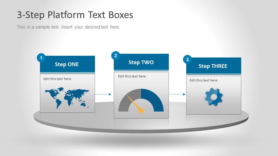 3 Steps Platform with World Map, Chart and Gear Slide Design