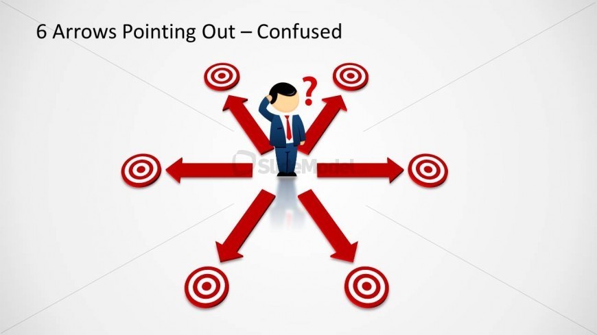 This slide design can be used in PowerPoint presentations to create a business analogy of Bull’s Eye or Crossroads.