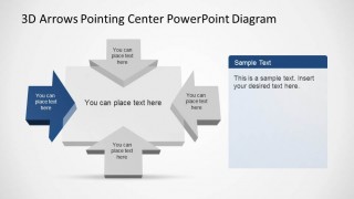 Blue 3D Arrow pointing center east and Three 3D Grey Arrows